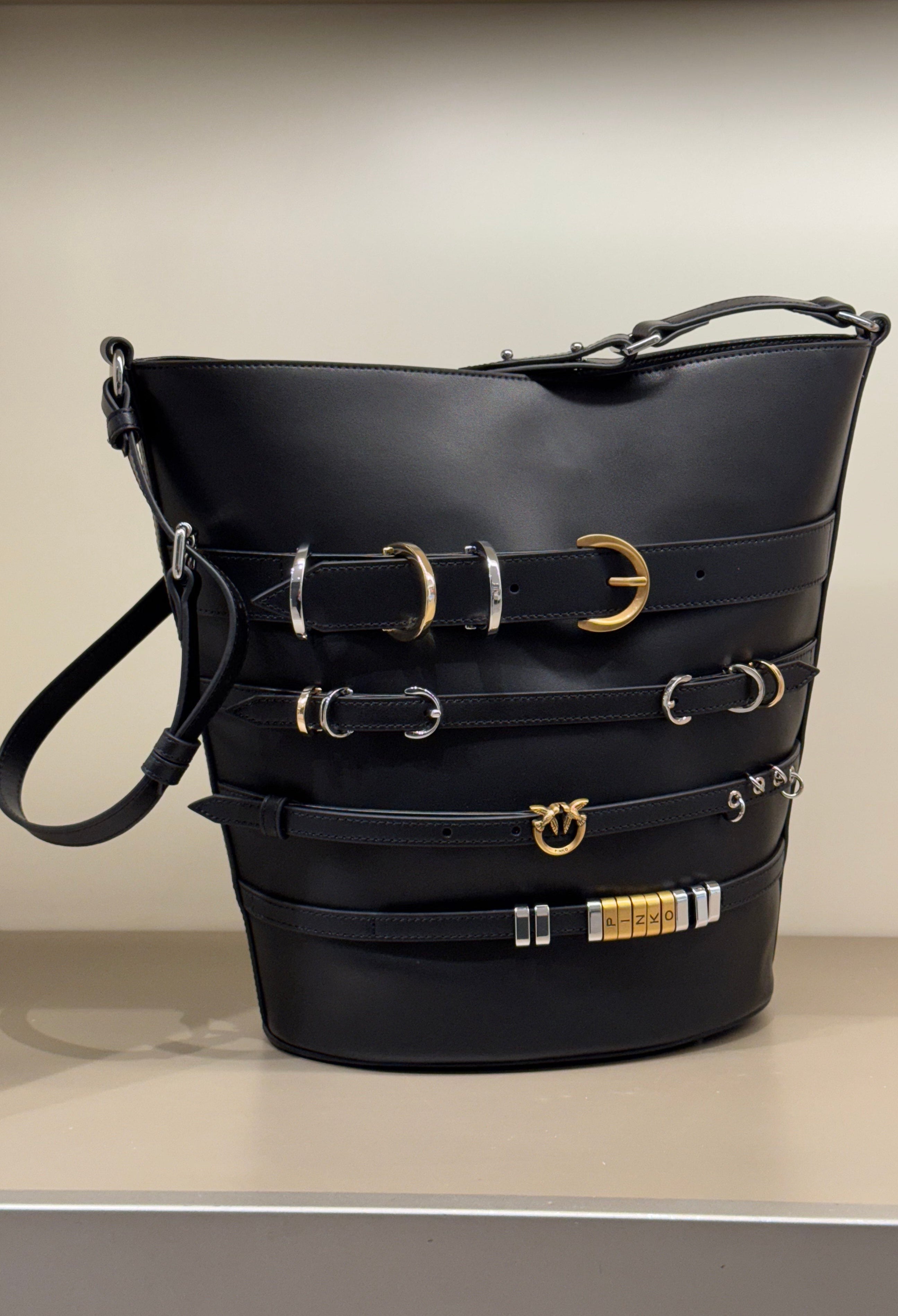 Borsa grande a secchiello con fibbie PINKO