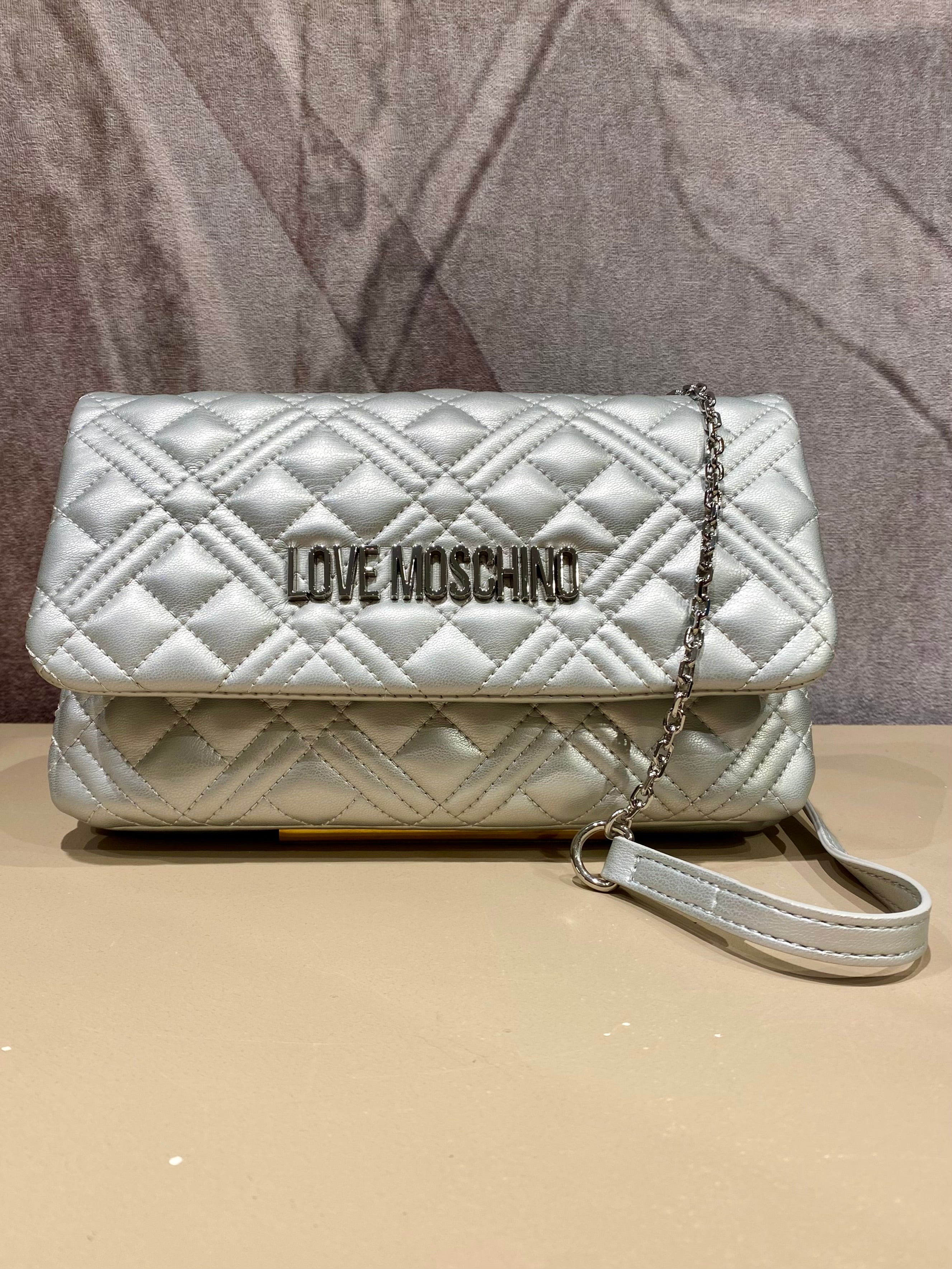 Pochette piccola silver trapuntata doppio scomparto  LOVE MOSCHINO