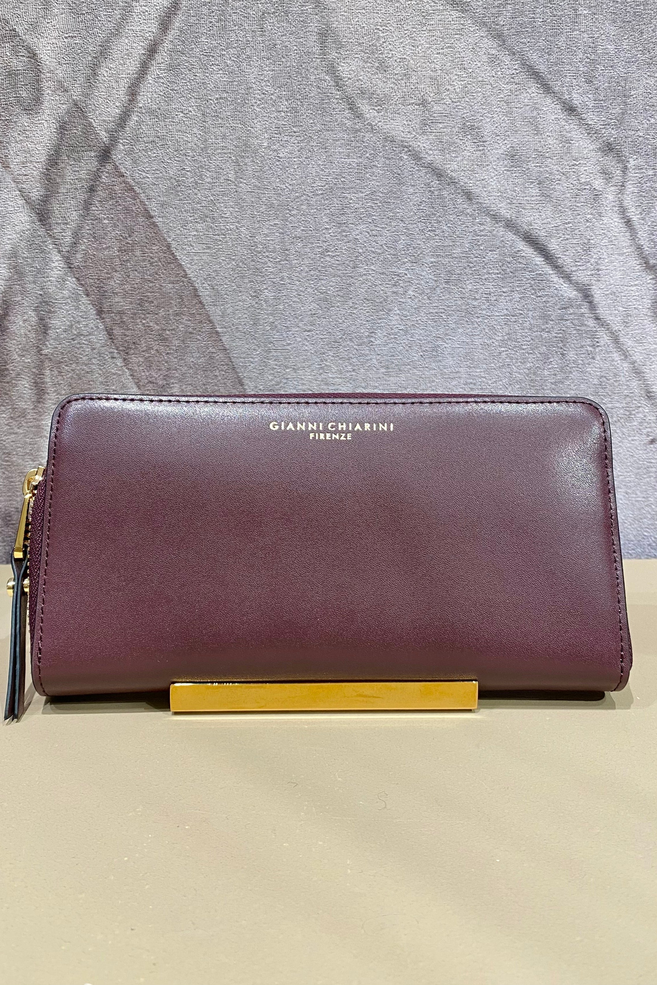 Portafoglio zip around in pelle liscia GIANNI CHIARINI