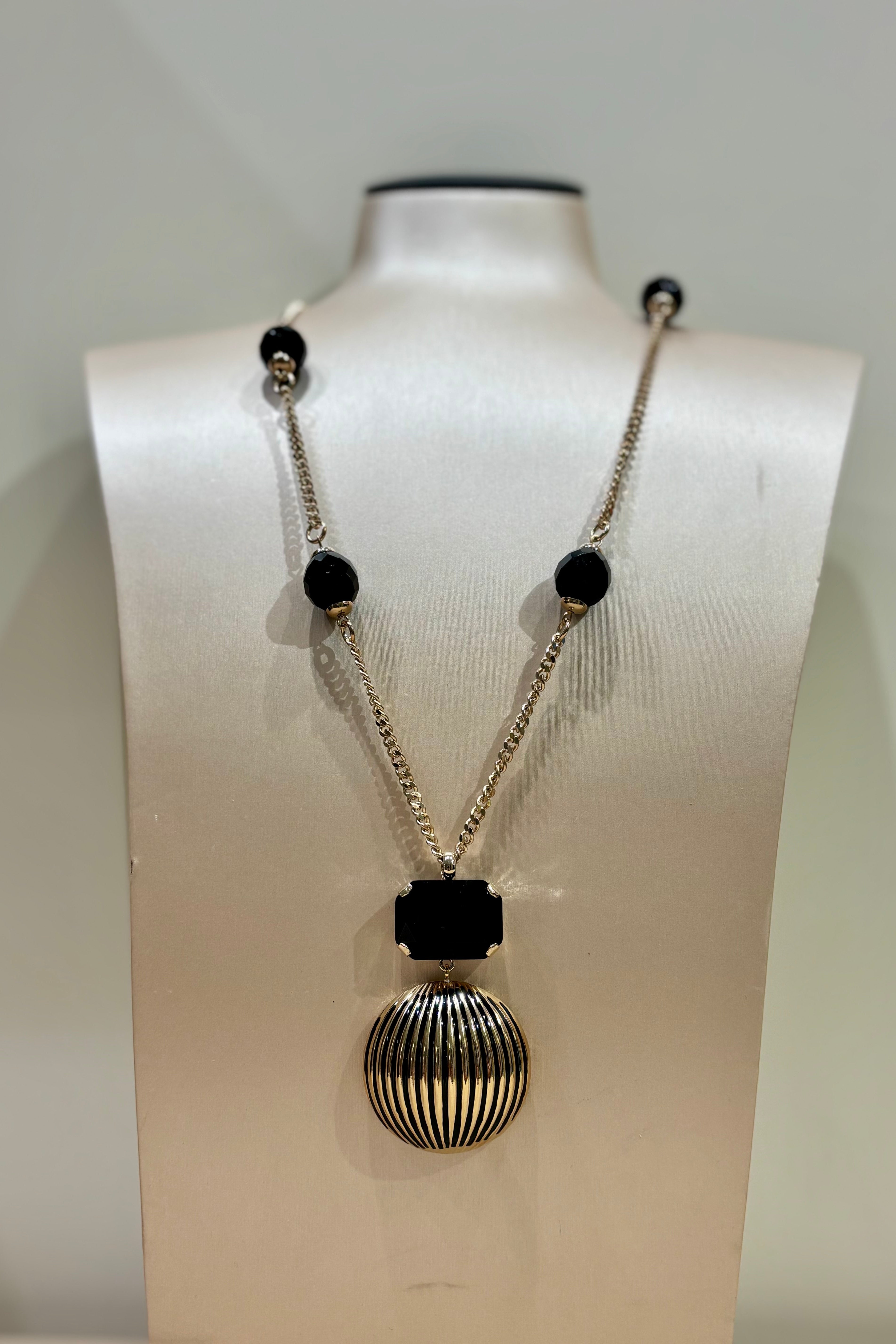 Collana lunga con pietre nere "Malena"  SODINI